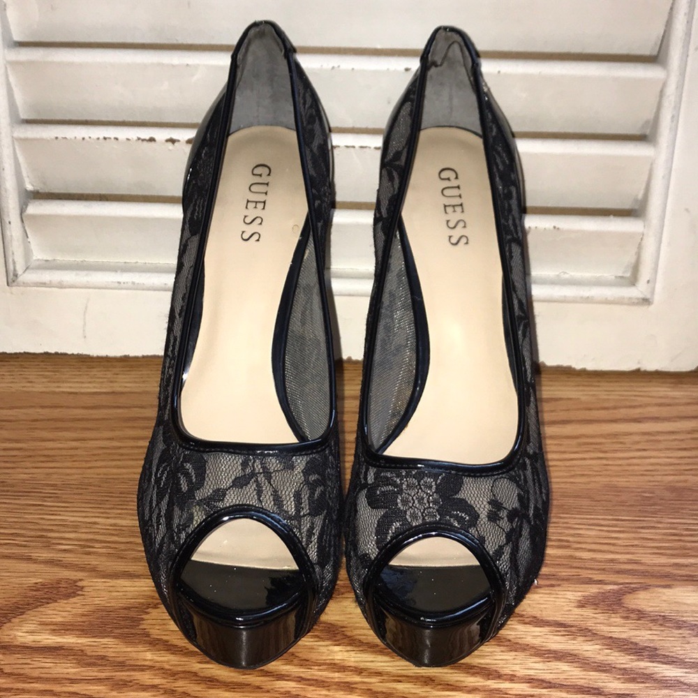 Guess black lace heels